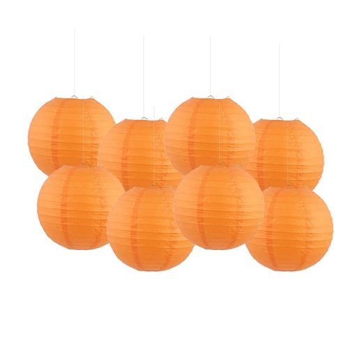 和風提灯オレンジ色8個セット丸型提灯紙ちょうちん単色ランタン飾り防水再利用可能折りたたみ式紙灯篭ラーメン屋食事処居酒屋秋の装飾お祭り新年お祝い七夕花火大会夏祭り文化祭お…