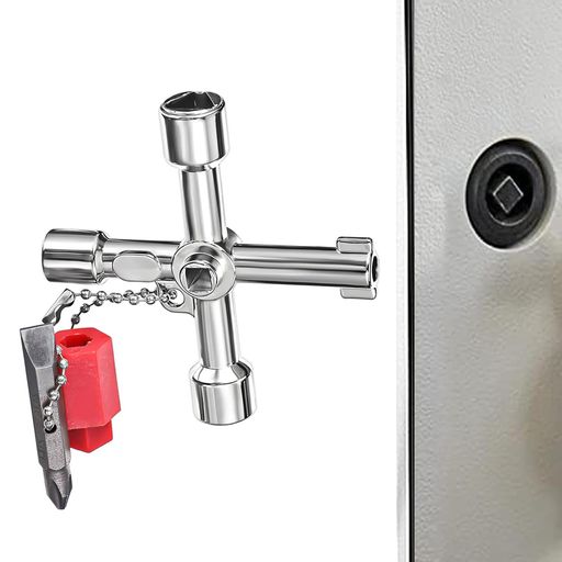 TOAURDA水栓キー4ウェイレンチツールユーティリティキーポータブル金属スパナ水道事業蛇口の栓ハンドル交レンチ多機能共用水栓カギ止水栓四角水道蛇口バルブスピゴット十字