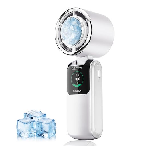冷却プレート付きハンディ扇風機、アイスクーラー搭載ポータブルファン、3秒で急速冷却、充電式4000mAh、4段階風量、手持ち・首掛け・卓上対応、夏の旅行・アウトドア・オフィスに最適