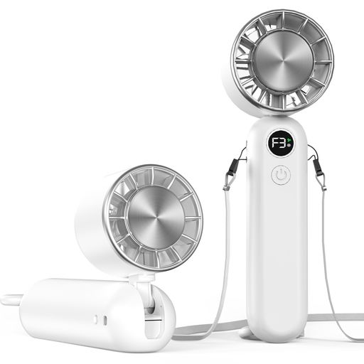 ハンディファン冷却プレート付き携帯扇風機冷感手持ち扇風機ミニファン長時間稼働3段階風力調節USB充電式熱中症対策小型軽量卓上首掛けストラップ付属金属カラビナ付きホワイト