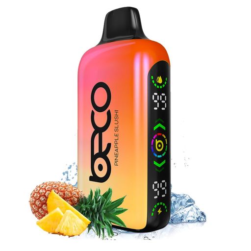 電子タバコ使い捨てBECOHOLO15000回吸引ベイプシーシャ爆煙850mAh大容量LEDディスプレイ搭載バッテリー残量表示リキッド残量表示ニコチンなしタールなしType-C充電可能(パイナップル)