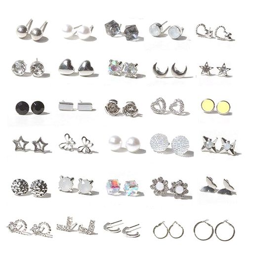 サージカルステンレスピアスセットブランド30ペア可愛いピアスレディース人気シンプル金属アレルギーピアス揺れる韓国かわいいスタッド星花小さ