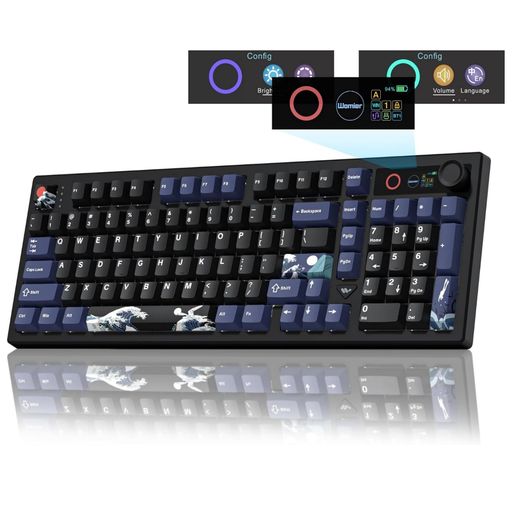 Womier L98 ワイヤレスメカニカルゲーミングキーボード 98% TFTスクリーン&ノブ搭載 テンキー付き 8000mAhバッテリー