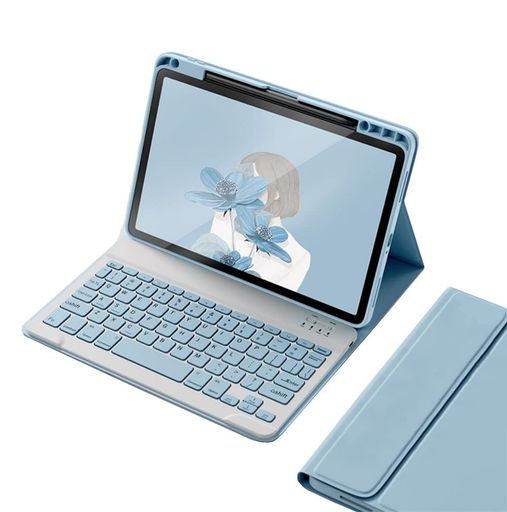 iPadAir11インチM3M2/iPadAir第5/4世代10.9インチキーボードケースペンシル充電可能iPadPro11第4/3/2/1世代キーボードカバーマグネット分離式カラーキーボード女性向け可愛い(ブルー)