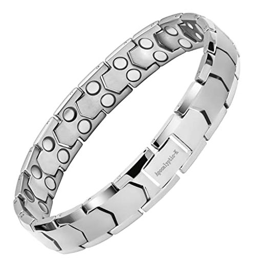 メンズ磁気アンクレット純チタン(ライト)アンクレット25CM二重列の磁気アンクレット静電気防止(シルバー)