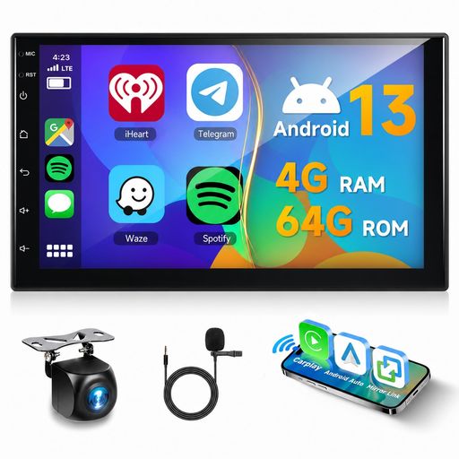 Hodozzy [4GB+64GB]カーステレオ2 Din無線 Carplay&Android Auto、二重喧騒 7 イン...