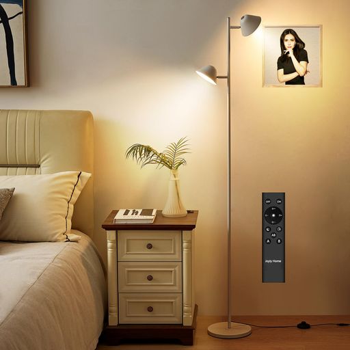 Joyly Home LEDフロアライト、20Wフロアライトリモコン付き、間接照明おしゃれ、調光・調色、タイマー、ダブルヘッドライト+タッチコントロールでスタンド、寝室/リビング/書斎/オフィス向…