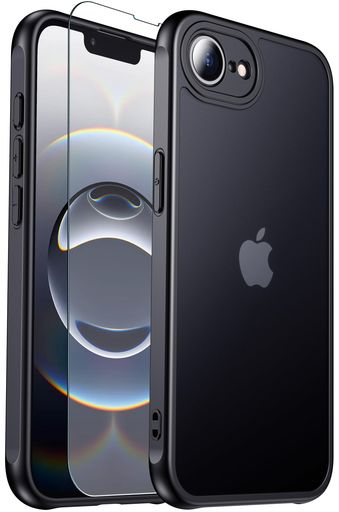 Rakuten - iPhone16E/iPhone17E用ケース半透明アイフォン16E/17Eマットケース滑り止め耐衝撃黄変防止ガラスフィルム付きアイホン16E/17Ecaseレンズ保護指紋防止耐久性ストラップホール付き