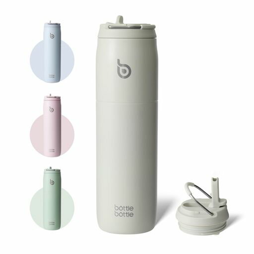 Rakuten - BOTTLEBOTTLE水筒1リットル大容量1000mlストロー付き直飲み保温保冷真空断熱子供大人持ち手付きおしゃれ1Lボトルステンレス魔法瓶二重構造女の子男の子持ち運びスポーツアウトドアライトグ…