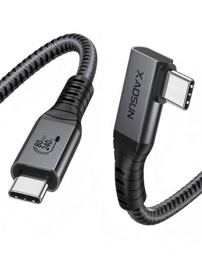 XAOSUN L字 USB4 V2 ケーブル Thunderbolt 5/4 ケーブル対応 80Gbpsデータ転送 240W充電 8K映像出力 1M