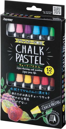 レイメイ藤井黒板ブラックボードチョークパステルダストレス水拭き消字12色LBCP100