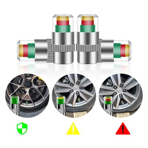 RAKULIFE バルブステムキャップ エアバルブ 全車種適用 ステンレス鋼材質 タイヤ空気圧検知エアバルブ タイヤの空气压が見える タイヤバルブ チューブレスバルブ 4個セット (Aタイプ)