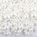 サムコス樹脂パールパールビーズ約600粒セットラウンド丸玉穴付き手芸用品縫製用手作りDIY材料工芸品の装飾ジュエリー用ハンドメードネックレスイヤリング4サイズ(...