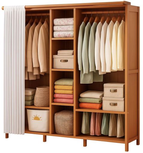 TUIYIDUOワードローブハンガーラッククローゼットカバー付き大容量幅170x奥行き43x高さ160.3CMカーテン..