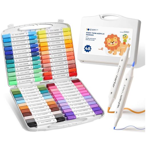 ENMY48色セットアクリルマーカー太細両端イラストマーカー水性絵の具アートマーカー美術漫画ファブリッ..