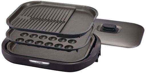 タイガー魔法瓶(TIGER)ホットプレート3枚セット平面たこ焼き蓋付きブラウンCRC-A300-T