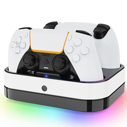 PS5用コントローラー充電スタンドプレステ5コントローラー用充電スタンドps5スタンドps5周辺機器2台同時充電急速充電RGBカラーライト取付簡単置くだけ充電可能過充電防止USB-Cケーブル付属
