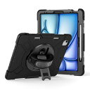 IPAD AIR 13インチケース2024モデルIPAD PRO 12.9インチケース 2018/2020/2021/2022三層保護 耐衝撃 360°回転スタンド ペン収納付き PENCIL2対応 保護フィルム付き 横置き 縦置き バンド&ショルダー(2)