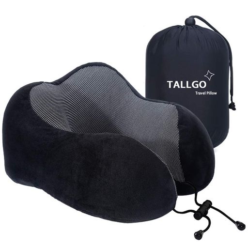 TALLGO 旅行用枕 最高の低反発素材 首枕 頭部サポートソフト枕 睡眠休息 飛行機 車 家庭用 (ブラック) ブラック TP-B