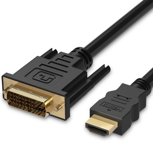 FOSMON (1.8M) HDMI⇔DVI 高速 双方向伝送 変換 ケーブル【HDMI (タイプA) オス | デュアルリンク DVI-D 24+1 ピン オス | 金メッキ端子】