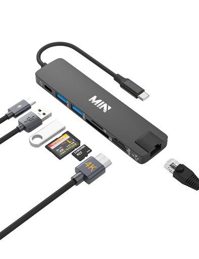 USB C nu 7IN1 y4K HDMI/LLAN 100MPS /PD 100W /USB3.0 & USB2.0 |[g/TF & SDXbgځzϊA_v^TYPE C THUNDERBOLT 3/4 Ή ^CvC nuMACBOOK