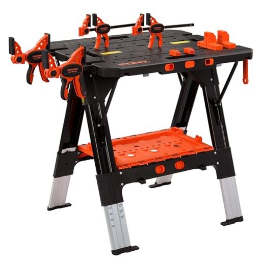 PONY 作業台 ソーホース 2in1 折りたたみ式 ワークテーブル DIY 工具 作業台耐荷重225kg ソーホース耐荷重450kg 高さ調節可能