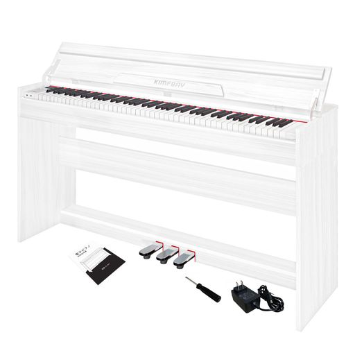 【ピアノ88鍵盤】KIMFBAY電子ピアノは、従来のピアノと同じサイズの鍵盤を備えています。ピアノ鍵盤は指の圧力に敏感で、押す圧力に応じて音量を調整できます。あらゆる年齢層の方に、指の筋力と柔軟性を鍛えるのに最適です。3本のペダルを装備し、より表現力豊かな演奏が可能なピアノです。 【大規模なサウンドライブラリ】ピアノはフランス製のDREAMデジタルチップを搭載し、伝統的なピアノの音色を再現しています。2つの高出力ステレオスピーカーが、臨場感あふれるサウンド体験をもたらします。電子ピアノには128種類の音色、88曲のデモ曲、100種類のリズムが内蔵されており、様々なジャンルの曲の作曲や録音にインスピレーションを与えることができます。 【優れた互換性】ワイヤレス接続により、さまざまなピアノ教育ソフトウェアを使用できます。通过MIDI-USB电缆将您的计算机连接到数码钢琴并编排您的音乐。ヘッドフォンを接続すると内蔵スピーカーがミュートされ、個人練習にも最適です。 【多彩な機能】電子ピアノにはさまざまな機能が備わっています。移調機能、伴奏機能、コード、メトロノーム、録音、再生など。