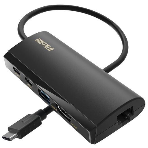 バッファローUSB-Cハブドッキングステーション5-in-1100WUSBPDHDMI4KLANポートType-CType-AUSB3.2Gen1高速データ転送急速充電【Windows/Mac/Chrome/iOS
