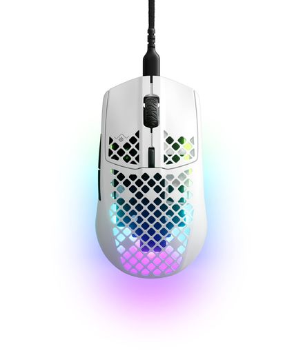 STEELSERIES ゲーミングマウス 有線 AEROX 3 SNOW 超軽量 IP54規格 防水 防塵 TRUEMOVE COREセンサー搭載 スーパーメッシュUSB-Cケーブ..