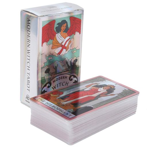 タロットカード、モダンウィッチフルイングリッシュシャイニングホログラムペーパータロットカード、ポ..