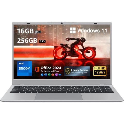 ノートパソコン 【Office2024搭載 】16GB RAM/256GB SSD 15.6インチ 1080P FHD スクリーンWindows11 Home対応 ノートPC 薄型軽量,Intel 6500Yプロセッサー 最高3.4GHz 2.4G/5G
