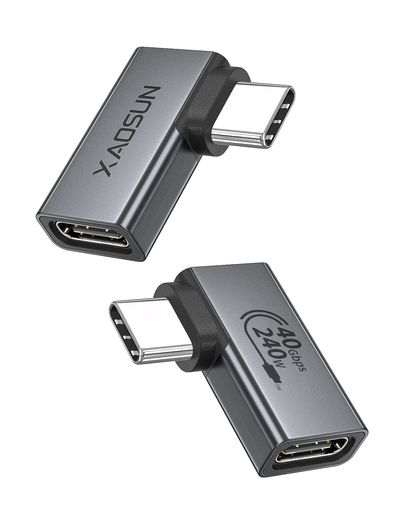XAOSUN USB C L字 変換アダプタ 2個セット 240W充電 オス メス USB4 TYPE C 40GBPS THUNDERBOLT 4対応 スマホ、MACBOOK PRO/MACBOOK AIR/IPAD PRO 8K/5K