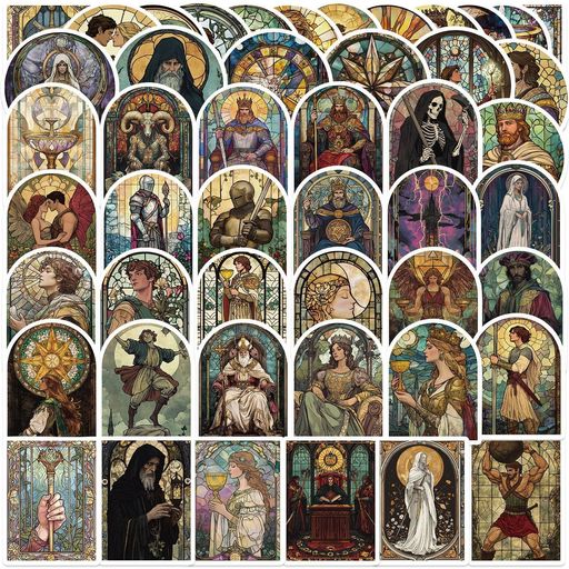 タロウ神話マジック占星術占いシール50枚、ノートパソコンスケートボード防水ビニールシール、男女教室..