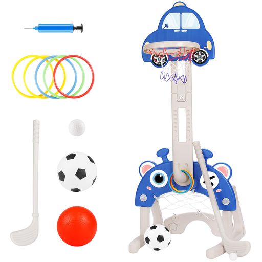 Sports - バスケットゴール室内バスケットゴール子供用4in1(バスケットボール/サッカー/ゴルフ/輪投げ)バスケゴール高さ調節可能ミニ屋外室内遊びプレゼント早期教育知覚トレーニングストレス解消