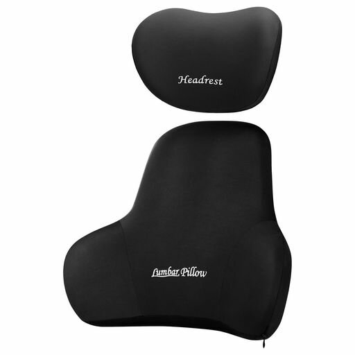 EMSIC車腰クッション低反発ランバーサポート車用クッションネックパッド背もたれ折畳み頚椎サポート枕..