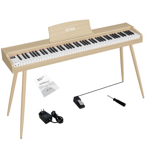 Other - IKTMI 電子ピアノ 88鍵盤 木製 キーボード 88鍵ピアノ ペダル付き スタンド一体型 アップライトピアノDREAM音源 MIDI対応 初心者 大人 練習用 ベージュ
