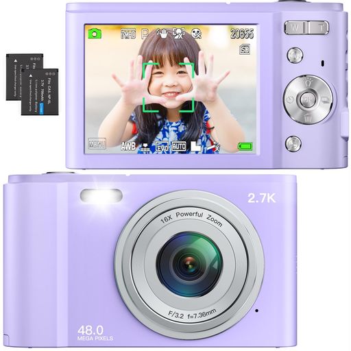 OIADEK デジタルカメラ 2.7K オートフォーカス デジカメ 4800万画素 2.7K録画 8MP CMOSセンサー搭載 手ぶれ補正 デジタル16倍ズーム 多機能 顔検出 3連写 2.8インチIPS液晶パネル バッテリー付属 子供カメラ コンデジ