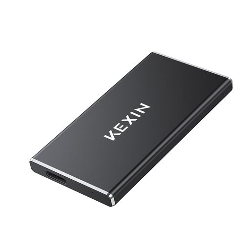 KEXIN 外付けSSD250GB USB3.1(GEN2) 超小型 超高速 ポータブルSSD PS4(メーカー動作確認済) 転送速度(最大)550MB/S 超ミニ 2本ケーブル付き TYPE-A/TYPE-C 対応 耐衝撃 薄型 軽量(ブラック)