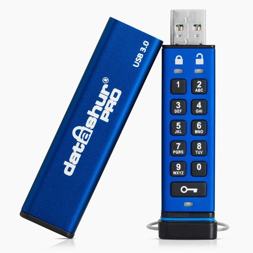 ISTORAGE DATASHUR PRO ZLAtbVhCu - FIPS 140-2x3F - pX[hیAقϐA|[^uARpO[h̃n[hEFAÍ. USB 3.0 (64GB)