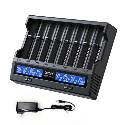 【幅広い互換性&amp;独立充電】リチウムイオン電池/ニッケル水素電池/ニカド電池を同時に対応できます 3.6V/3.7Vリチウムイオン電池10440/ 14500/ 14650/ 16340 / 17335/17500 / 17670/ 18350/ 18490 / 18500/18650 / 18700 / 20700 / 21700/ 22650/25500 / 26650 1.2Vニッケル水素電池/ニカド電池AAAA/AAA/AA/A/SC/C 各種の充電池を混在して充電できます。※保護回路付20700/21700電池対応。(VC8 Plus充電器は1.5Vリチウムイオン電池を充電できない) 【LCDディスプレイ搭載】バッテリーの充電状態は一目瞭然です。LCD搭載で8つスロットの充電状態を表示され:電池電圧(V)、電池容量(mAh)、充電電流(mA)、電池の内部抵抗、電池タイプ。