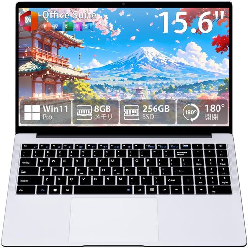 Moxalc 15.6インチ ノートパソコン Win11 Pro Office 搭載 ラップトップ、1920*1080 FHD IPS 液晶ノートPC、2.4G/5G Wi-Fi BT 4.2 HDMI USB 3.0 英語キーボード Laptop