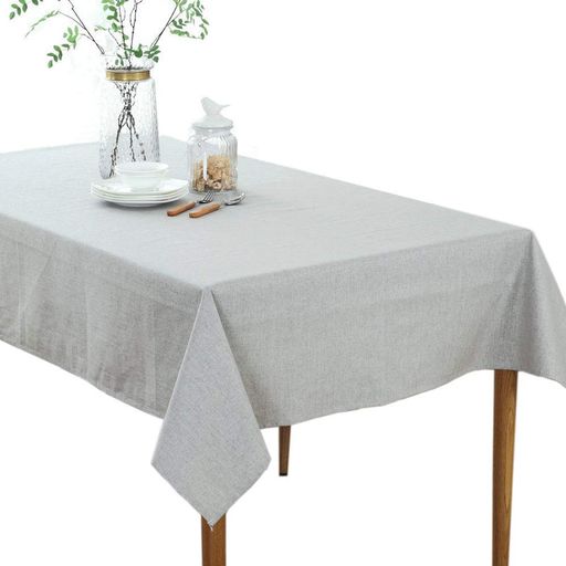 Forhomelifeテーブルクロス北欧撥水天然素材リネンテーブルカバー無地tablecloth布正方形120x120cmグレー
