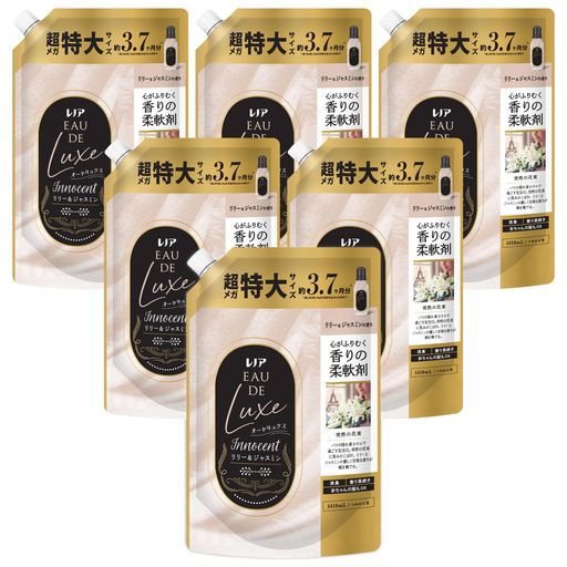 レノア【最高級の香り】オードリュクス【ケース品】柔軟剤 リリー&ジャスミンの香り 詰め替え 1410mLx6袋