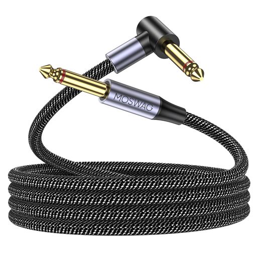 Parts, Accessories - MOSWAGギターシールド、6.35mmシールドケーブル、6.35TSギターシールド(1m)24K金メッキプラグ/高耐久ナイロン編みカバー/断線に強い楽器用ケーブルマイクギターベースキーボードアンプドラム…