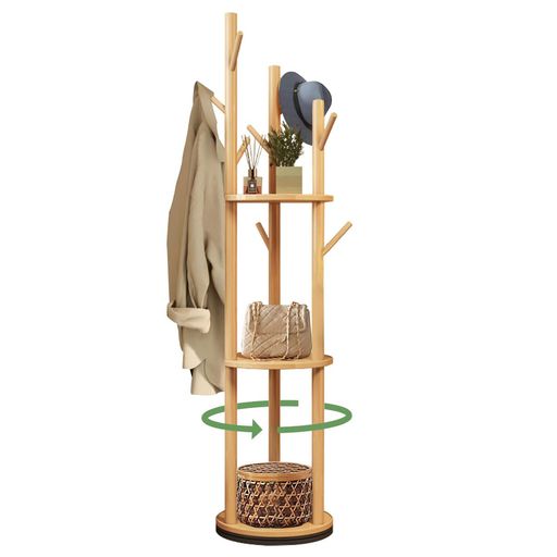 ハンガーラックポールハンガー回転可能コートハンガースリムおしゃれ省スペース木製服かけスタンド衣架立式口径40cm高さ165cm