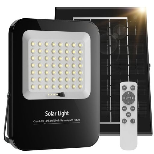 Qifeiyax分離型LEDソーラー投光器超爆光12000lmソーラーライト屋外大きな太陽光パネル12000mAh大容量電池センサーライト8つ知能モード【実用点灯18H~48H・人感/明暗センサー付】昼光色IP67防水4…