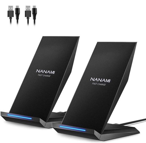 NANAMIワイヤレス充電器Qi急速充電スタンド2台セット置くだけ充電器15W出力iPhone16/15/14/13/12(Pro/ProMax/Mini)SE第二世代/11Pro/Xs(Max)/XR/8(Plus)