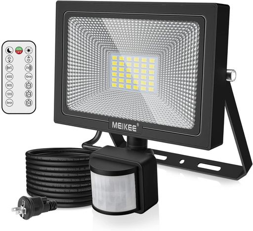 MEIKEE【2023年改良リモコン操作】センサーライト屋外人感センサーライト防犯照明30W3000LM投光器常時点灯機能無段階調光PIR人感検出距離調整昼白色6500K超高輝度駐車場玄関灯倉庫屋内町内の…