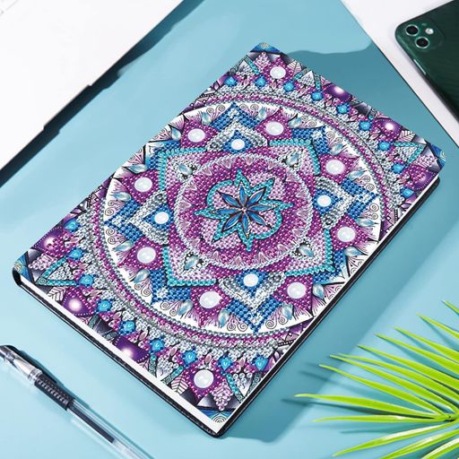 JISHSHAYダイヤモンドアートノート手帳キット曼荼羅A5無地日記帳上質紙ビーズDIYラインストーンキラキラ樹脂ビーズクラフトモザイクアートダイヤモンド絵画フルダイヤモンドカバークリ…