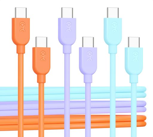 CABLE MATTERS 3本セット USB C ケーブル 0.3M/1FT 柔らかい USB TYPE-C ケーブル 60W PD対応 オレン ジ ブルー パープル IPHONE 15/15 PRO/15 PLUS/15 PRO MAX/GALAXY